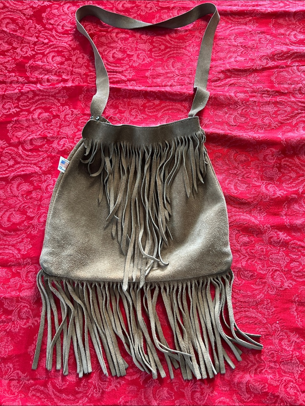 Vintage Bloom Bros Suede Fringe Crossbody Bag Made USA Boho